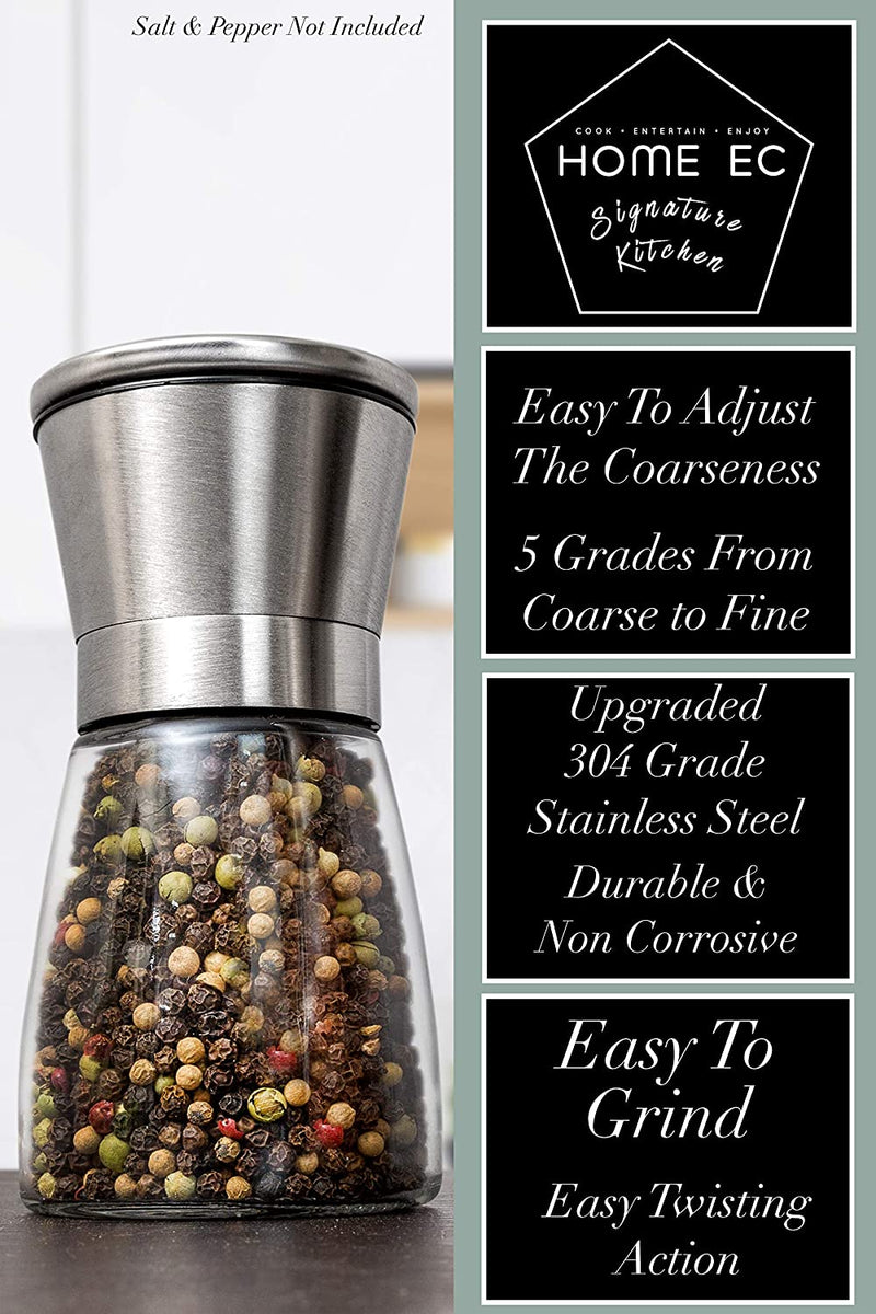  Premium Stainless Steel Salt and Pepper Grinder Set - Pepper  Mill and Salt Mill, Spice Grinder with Adjustable Coarseness, Ceramic  Rotor, Tall Salt and Pepper Shaker, Brushed Stainless - Free eBook
