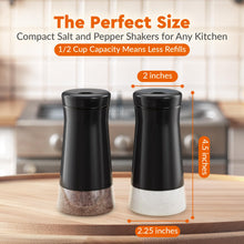 Load image into Gallery viewer, Home EC Salt and Pepper Shaker Set of 2 with Adjustable Pour Settings (black) - Home EC