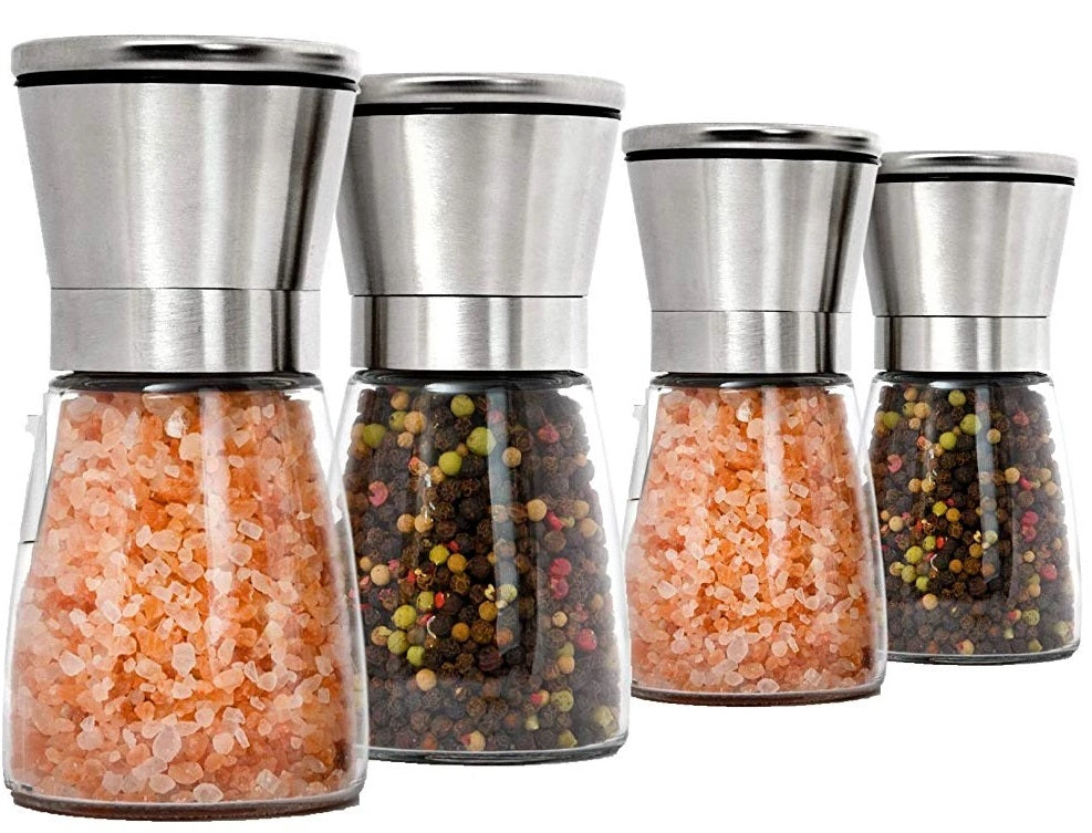 Home EC Salt and Pepper Grinder Set 2pk-Tall Gold Top