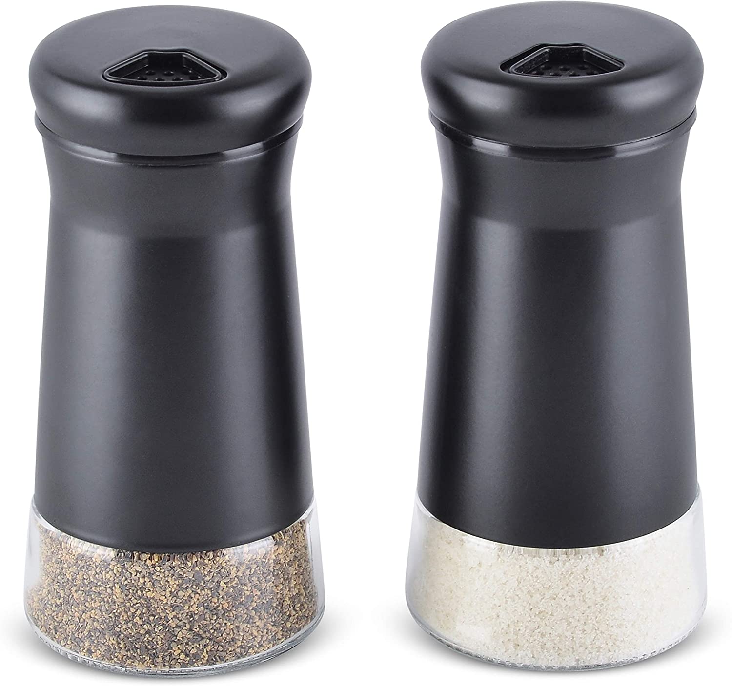 Home EC Salt and Pepper Shaker Set of 2 with Adjustable Pour Settings (black)