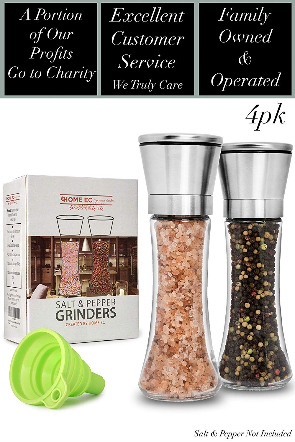 Salt Mill and Pepper Grinder Set, Pepper Mill, Salt Shakers with
