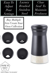 Home EC Salt and Pepper Shaker Set of 2 with Adjustable Pour Settings (black) - Home EC