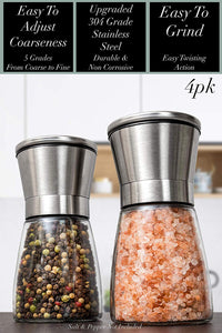 Home EC Salt and Pepper Grinder Set 4pk - Short - Home EC