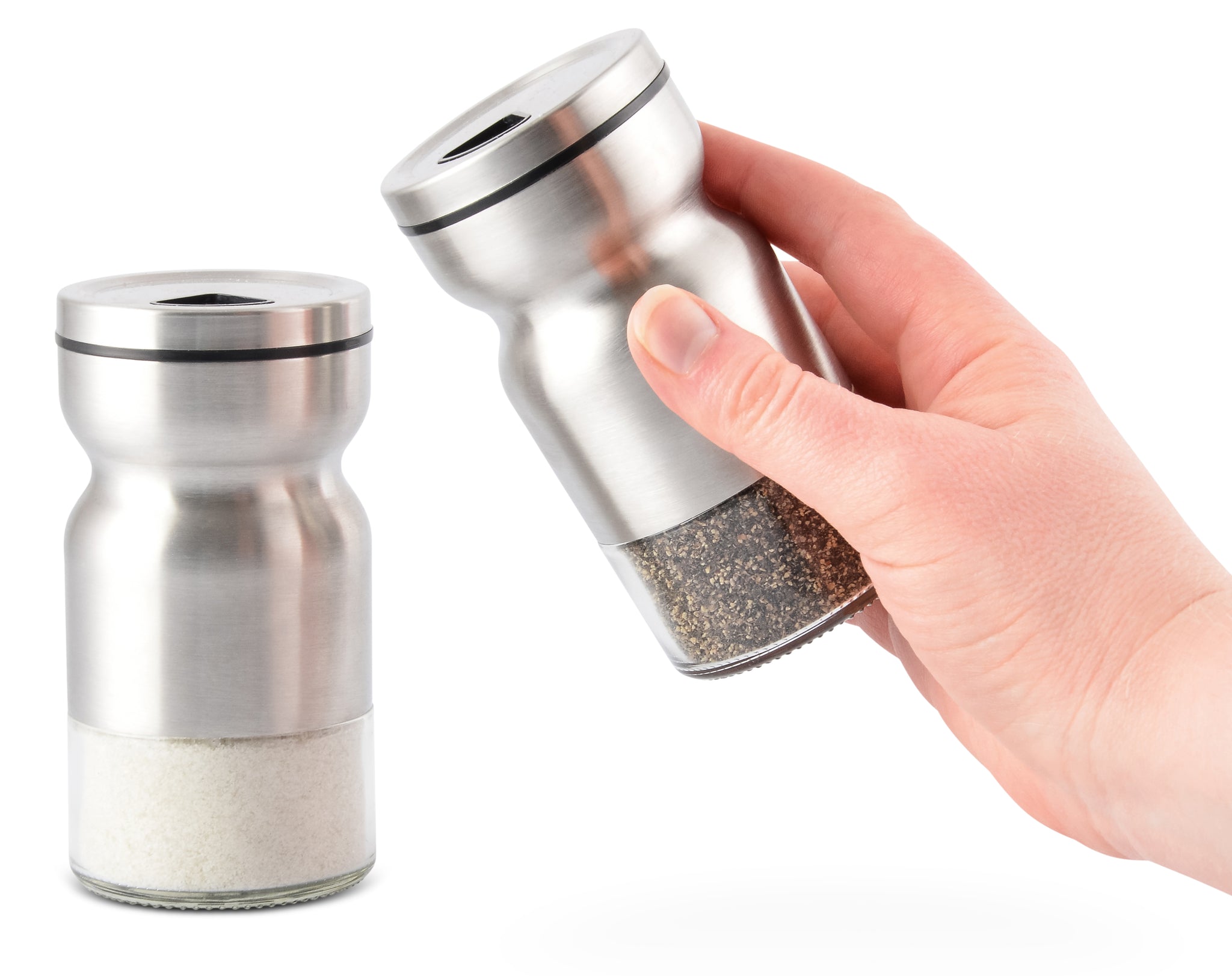 Home EC Salt and Pepper Grinder Set 2pk-Tall Gunmetal Top
